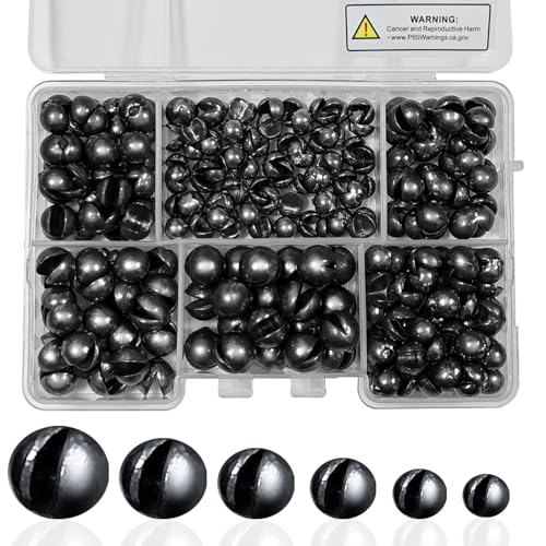 SANWEAL120PCS/200PCS Fishing Weights Sinkers - Premium Split ShotFishing Weights Sinkers - Round Removable Fishing Sinkers - 5/6 Sizes - style: Largeround /200