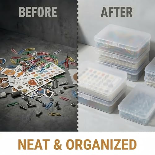 LJY 12 Pieces Rectangular Empty Mini Clear Plastic Organizer Storage Box Containers with Hinged Lids (4.5 x 3.3 x 1.1 inch, Frosted White) - color: White, size: 4.5 x 3.3 x 1.1 inch