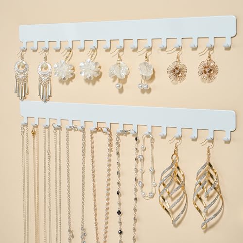 bussdis adhesive necklace hook necklace hanging storage white upgrage Extended - color: White, size: 13.19 inch