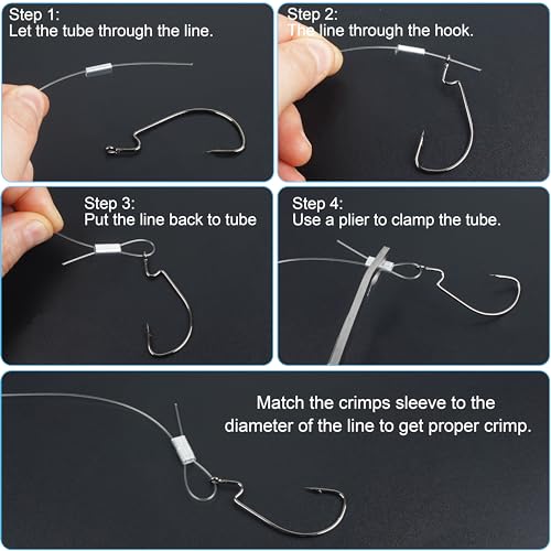 Aluminum Fishing Line Crimp Sleeves, 120pcs Single Barrel Oval Crimping Loop Sleeves Tubes Fishing Line Connector Fishing Wire Leader Rigging Tackle for Wire Rope Cable - size: 1.0*2.1mm-120pcs