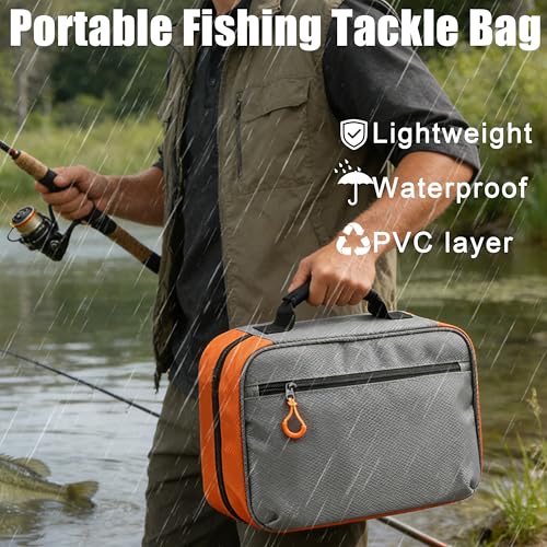 AGOOL Bait Binder Fishing Tackle Bag Waterproof Soft Plastic Bait Storage Lure Bag Portable Multi-Pocket Fishing Gear Organizer for Baits、Hooks、Sinkers & Terminal Tackle Accessories (Green-orange) - color: Green-orange