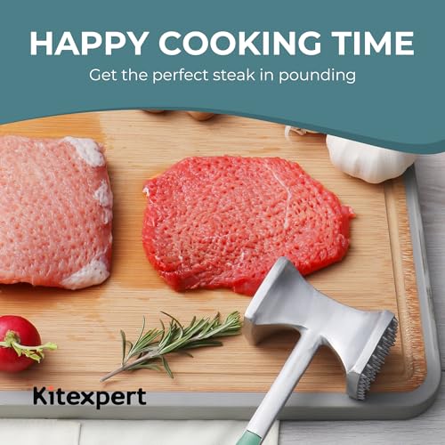 KITEXPERT Meat Tenderizer Hammer with Comfortable-Grip Handle, Dual-side Mallet for Kitchen, Heavy Duty Pounder For Tenderizing Steak, Beef and Fish, Mint Green - color: Mint Green