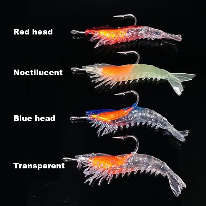 WOLFSKIN Fishing Lures Kit, Fishing Baits Set, Included Crankbaits, Curly Tail Jigs, Spoons, Hooks, Weights, Fishing Accessories with Tackle Box, for Carp, Bass, Freshwater Saltwate - color: 16p Shrimps kit