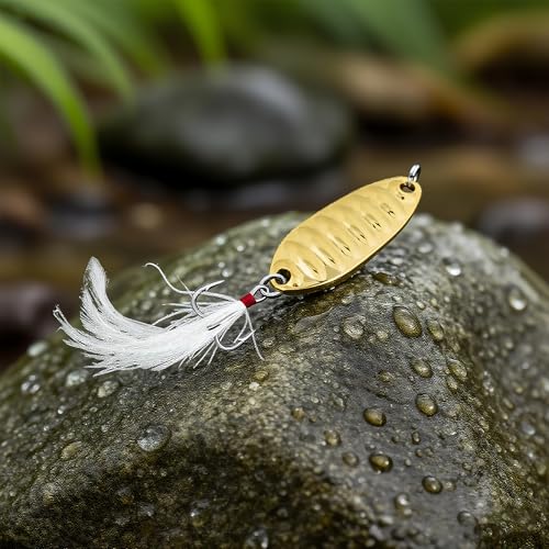 8Pcs Fishing Spoons with Rooster Tail Treble Hooks, Spinner Bait Kit for Bass Salmon Trout 3/16oz 3/8oz 1/2oz 3/4oz