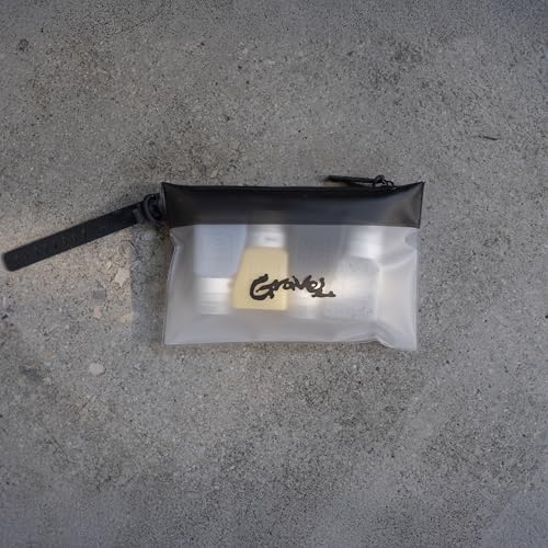 Gravel The Pouch | TSA Approved Clear Travel Toiletry Bag | Quart Size for Men & Women (Clear and Gray Script)