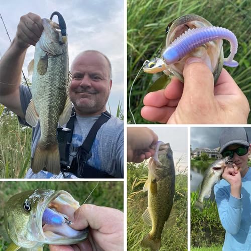 5/6Pcs Pre-Rigged Soft Plastic Lures, Paddle Tail Swimbait, Jig Heads for Bass, Walleye, Pike, Trout, Redfish Fishing - color: Model H