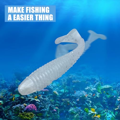 MAFIMOEA50/40/30Pcs Paddle Tail Swim Baits Lures Fishing Soft Plastic Lure Kit for Bass Trout Walleye Crappie 5.5cm 6.5cm 7.5cm - color: Black, size: 5.5cm/2.16in-50pcs