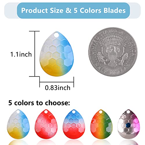 Colorado Blades Spinner Blades Lure Making Kit, 30pcs Colorful Metal Blades Easy Spin Spoons Inline Spinner Walleye Rig Making DIY Fishing Lure Making Supplies for Trout Salmon Bass Fishing - color: Hammered-Blue & Yellow-30pcs
