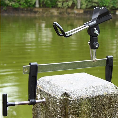 BESPORTBLE Fishing Pole Rack Fishing Pole Holder for Boat: 360 Degree Adjustable Rod Racks Folding Holder with 30cm Large Clamp Opening for Canoe Kayak Marine Rod Holders