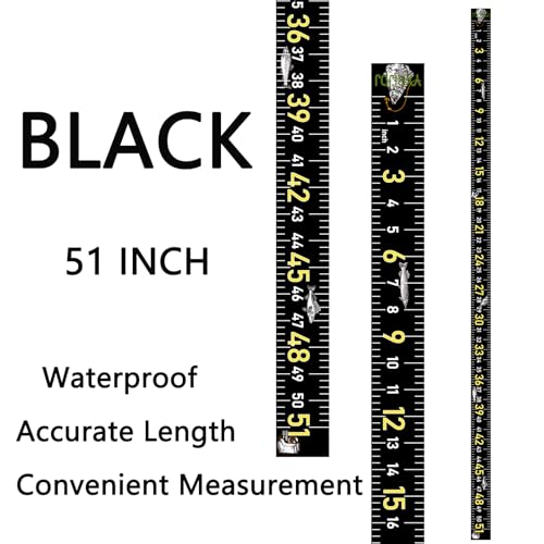 Fishing Ruler for Boat 51" Self-Adhesive Fish Measuring Decals (3 Pack) Waterproof Self Adhesive Measuring Ruler Tape (Black) - color: BLACK