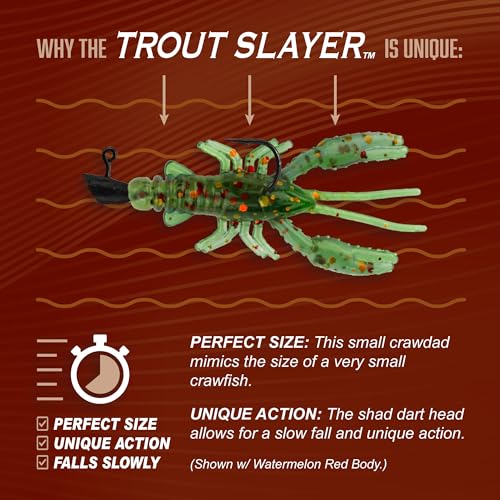 Trout Magnet Trout Slayer 28 Piece Fishing Kit, Includes 20 Crawdad Bodies and 8 Size 6 Long Shank Hooks, Great for Small Streams and Lakes, Catches All Species, White