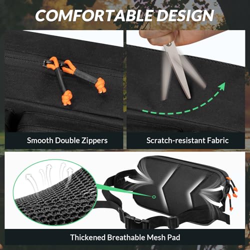 THKFISH Fishing Waist Pack - Waterproof Fanny Pack for Women & Men - Portable Sling Bag for Outdoor & Fly Fishing (BLACK-LARGE) - color: BLACK-LARGE