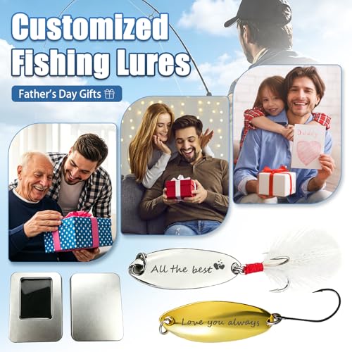 Personalized Engraved Spoon Fishing Lure Custom Text Metal Bait 5g 7g 10g 15g with Gift Box for Dad Fisherman Father's Day Birthday