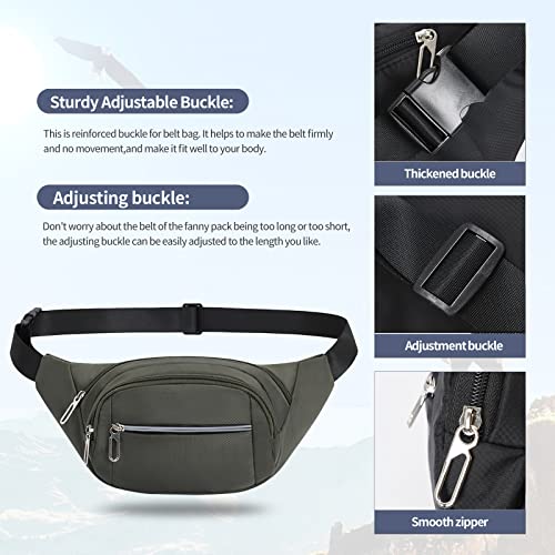 Crossbody Fanny Pack for Men&Women,Large Waist Bag & Hip Bum Bag with Adjustable Strap for Outdoors Workout Traveling Casual Running Hiking Cycling - color: Reflective Pea Green