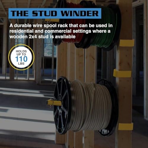 Angel Guard Spool Tools Stud Winder - The Easy to Install, Portable, All Steel Spool Holder Wire Dispenser for Fast Load Dispensing of Wire Reels, Coils, Cables, & More - Holds Up To 100 Pounds
