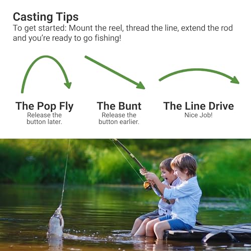Lanaak Kids Fishing Pole, Kids Portable Telescopic Fishing Rod Set, Tackle Box and Fishing Net Combo Kit, Kids Fishing Gear for Boys and Girls Age 5-10 and Youth - color: Green, size: 1.5m or 4.9 FT