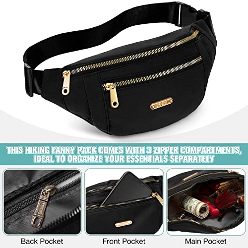 3 Pcs Waterproof Fanny Packs for Women and Men Waist Pack with Adjustable Strap Waist Pouch for Sports Running Exercise Walking Travel - color: Black, Blue, Green