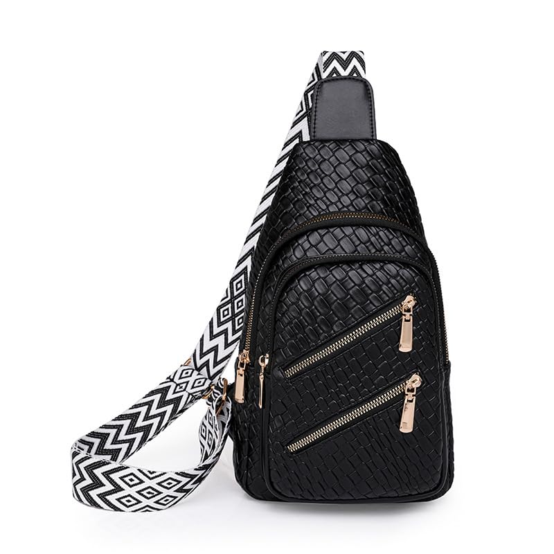 SENDEFN Small Sling Bag Crossbody Bags for Women Vegan Leather Cell Phone Cross Body Purse Fanny Packs Chest Bag for Women - color: B-black