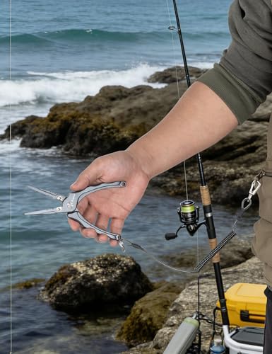 Fishing Pliers,Carbon Steel Fishing Tools,Corrosion Resistant Fishing Gear, Multitool for Saltwater - color: 6IN