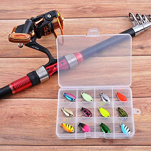 Fishing Spoons Lures for Trout, 12/24pcs Trout Spoons Set Single Hooks Hard Metal Fishing Jigging Bait Tackle Casting Spinner Bait for Crappie Bass Perch Panfish Pike, 1/5 oz - color: 12pcs---0.17oz