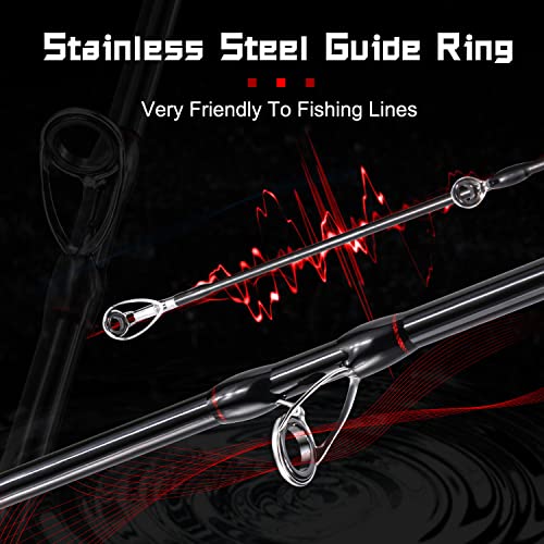 Sougayilang Baitcasting Fishing Rod and Reel Combo, Medium 6'/7' Low Profile with SuperPolymer Handle (2 Pieces 7ft Left) - color: Cast-Right hand-6'0''-Medium