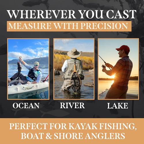Roll-up & Slap-on Premium Fishing Tape Measure - Easy-to-Read Catch and Release Fish Measuring Device for Boat & Kayak Accessories - Compact & Extendable Fish Ruler (Gold - 24" Inches) - color: Gold