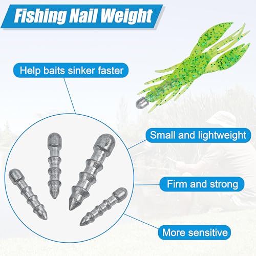 Nail Weights for Bass Fishing Sinkers Weights,40pcs Wacky Worm Weights Insert Sinkers Weights for Plastic Wacky Rig Bass Fishing - style: 1/16oz - 40pcs