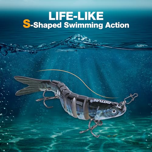 Goture Bass Fishing Lures, Lifelike Jointed Swimbait for Bass Trout Walleye Crappie Pike, Slow Sinking Segment Swimming Bait Fishing Lures for Freshwater and Saltwater, Gifts for Men - color: C:3pcs Bass Lures with 20pcs Snaps