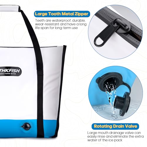 THKFISH Insulated Fish Cooler Bag, Fish Kill Bag for Caught Fish, 40x16in 25x17.5in Portable Waterproof Insulated Fish Bag Keeps Ice for 24 Hours - color: BLUE-25x17.5x8.6"