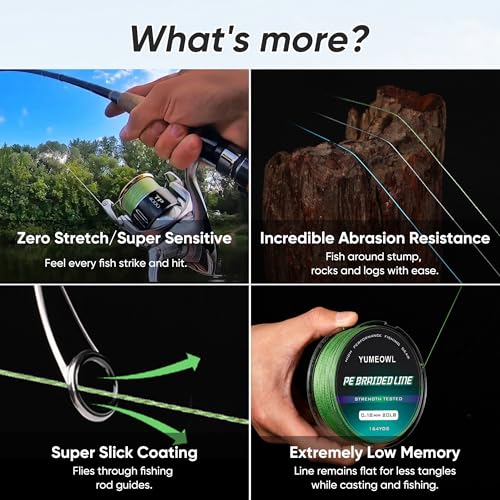 Thinner Braided Fishing Line, Ultra-Strong Abrasion Resistant Zero Stretch Braided Line, 4&8 Strand - color: Moss Green, size: X4-20lb-164yds-0.18mm