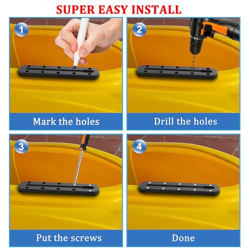 Huntury Kayak Track, Kayak Low Profile Track, Kayak Rail, Kayak Accessories Mount Track, Kayak Gear Track for Fishing Rod Holder, Fish Fider, Cup Holder, Anchor Cleats - style: 2pcs 8“ Length
