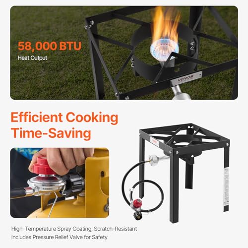 VEVOR 18 Qt Fish and Wing Fryer with Double Basket, Aluminum Propane Fish Fryer Kit, Outdoor Deep Fryer Seafood Pot with Thermometer and 58,000 BTUs Propane Burners, for Outdoor and Backyard Cooking - style: 18-qt