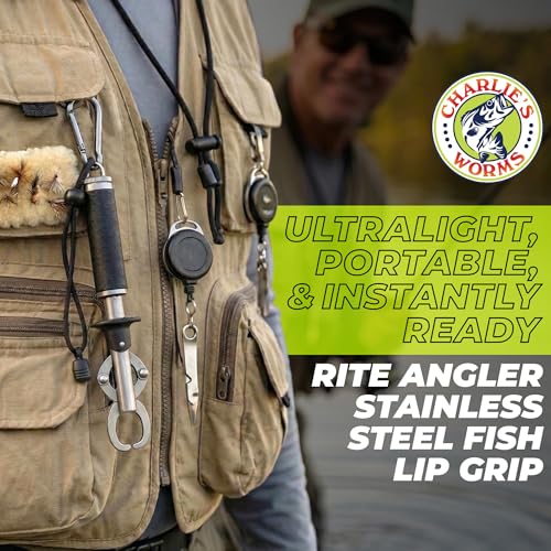 Rite Angler Stainless Steel Fish Lip Grip for Fishing - Ergonomic Handle, Spring-Loaded, Corrosion-Resistant Grabber Tool - Fishing Gripper, Saltwater Fish Clamp Grips