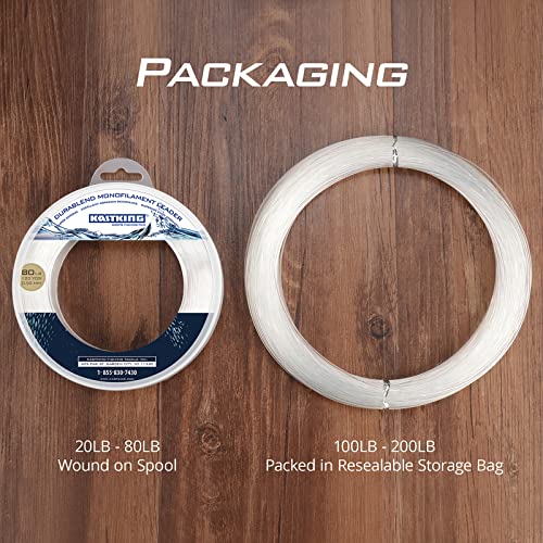 KastKing DuraBlend Monofilament Leader Line - Premium Saltwater Mono Leader Materials - Big Game Spool Size 120Yds/110M - size: 80 LB (Wound on Spool) 0.80mm
