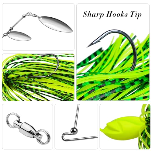 Spinnerbait Fishing Lure, Hard Metal Jig Spinner Baits Kits Swimbait for Bass Trout Pike Salmon Walleye Freshwater Saltwater 5pcs/Pack - color: Spinnerbait 5pcs/set 3, size: 3/8oz