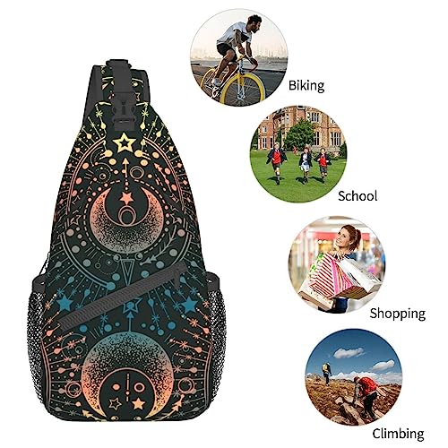VOOHDDY Magical Astrology Moon Star Magic Sling Bag For Women Men Travel Hiking Backpack Crossbody Shoulder Chest Bags Casual Daypack Sport - color: Magical Astrology Moon Star Magic