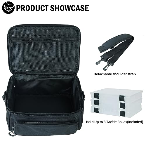 Fishing Tackle Bags Portable Fishing Tackle Storage Pack for Saltwater or Freshwater Fishing Bags with 3 Tackle Trays Padded Shoulder Strap