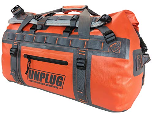 UNPLUG Ultimate Adventure | 1680D Heavy Duty Waterproof Bag | Large Travel Bag which can be Used for Camping, Motorcycling, Boating, or Hunting| 65L Adventure Orange - color: Adventure Orange, size: 65L