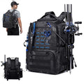 Fishing Tactical Backpack with 2 Rod Holders, Waterproof Tackle Bag with Bottle Holder,50L Extra Large Fishing Bag for Fishing Gear and Equipment, Black Camo - color: Black Camo