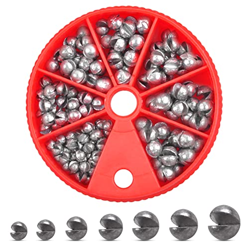 Split Shot Fishing Weights Kit, 4.23oz/Box Round Split Shot Fishing Sinkers Removable Small Fishing Egg Weights Fishing Gear Tackle 7 Sizes - color: 120g Red Box Kit (7sizes)