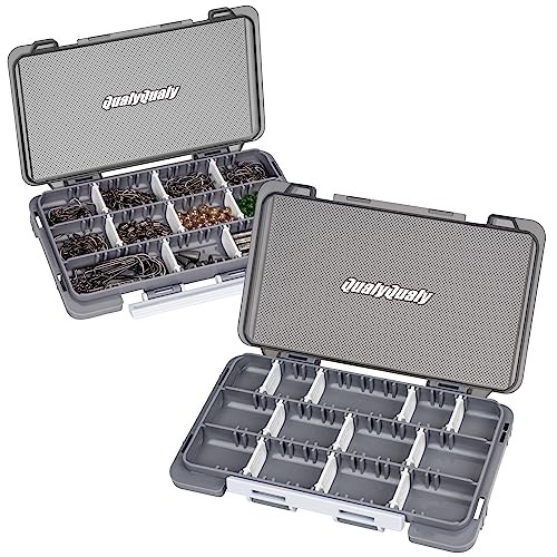 QualyQualy Fishing Tackle Box, Small Tackle Box Organizer with Removeable Diveders, 2 in 1 Mini Fishing Hook Organizer, Plastic Storage Fly Box - color: Grey, size: A 2pcs
