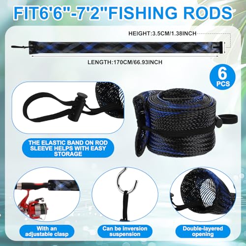 12 Pcs Fishing Rod Sleeves and Lure Wraps Fishing Rod Socks Pole Covers with Lanyard and 5.91 Inch Lure Covers for Fly, Casting, Sea Fish Rods Protector (Grey) - color: Grey