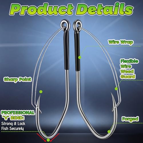 70 Pcs Weedless Wacky Rig Hooks Professional V Bass Fishing Worm Hooks Carbon Steel Fishing Lure Baits for Freshwater Saltwater - size: 3/0