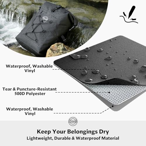 STOVER 5/10/25/30/40/55L Waterproof Dry Bag- Roll-Top Backpack w/Phone Case- Kayaking, Hiking, Camping, Boating- Men/Women - color: 55l Black (With Phone Case), size: 55L