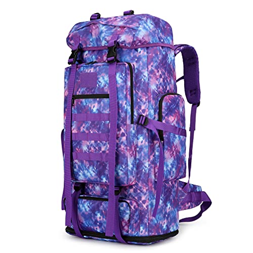 Hiking Backpack for Men 70L/100L Camping Backpack Military Rucksack Molle 3 Days Assault Pack for Climbing | Camping Backpack - color: 100l-purple Tie-dye