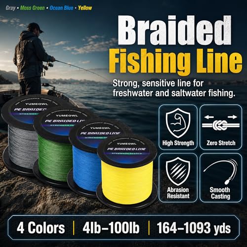 Thinner Braided Fishing Line, Ultra-Strong Abrasion Resistant Zero Stretch Braided Line, 4&8 Strand - color: Ocean Blue, size: X4-6lb-328yds-0.06mm
