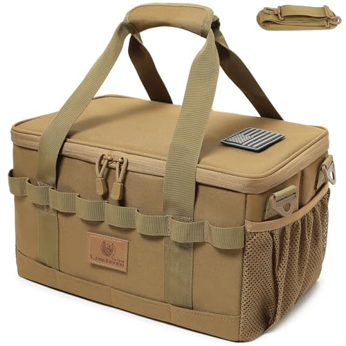 Tactical Camping Storage Bag 18L Tactical Utility Tote Bag Camping Cookware Organizer Trunk Organizer (Khaki) - color: Khaki