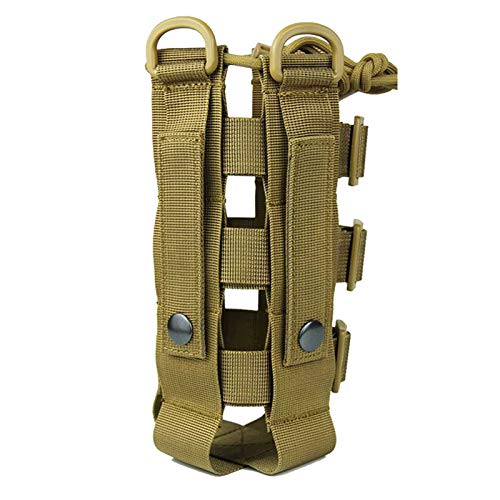 Tactical Water Bottle Pouch for Molle Systems, Adjustable Outdoor Sports Kettle Carrier Holder (3 Colors Available) - color: Brown