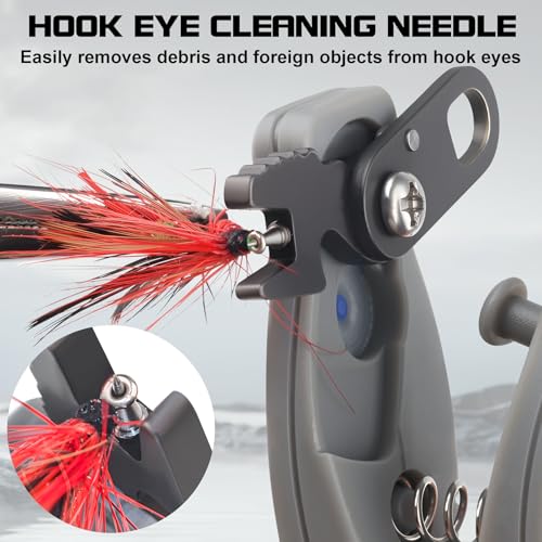 Booms Fishing Line Cutter with Retractor: Mini Fishing Scissors for Braided Momo Fluoro Line - Braid Scissors Saltwater with Hook Eye Cleaner - Serrated Shears with Locking Feature, FR1 - color: Blue