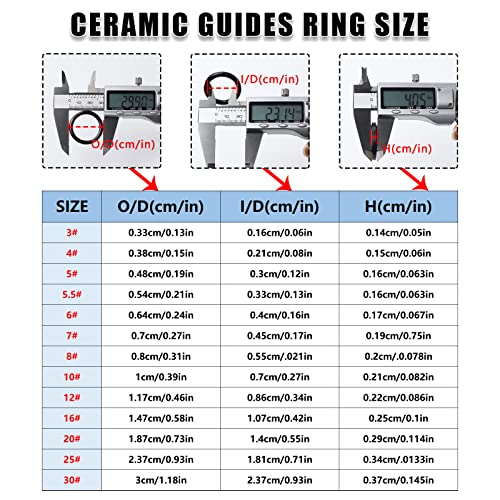 Fish Rod Repair Kit 26PCS Fishing Pole Eyelet Repair 13 Size Pole Ceramic Guides Rings Replacement Kit with 1pcs Tweezers and 1pcs Serrated Stick Tools - color: Gold